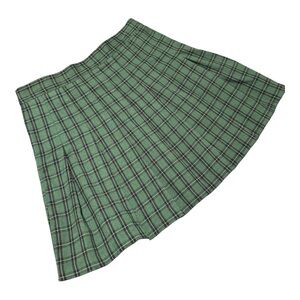 Ardene Plaid Tennis Skirt Green Blue Small Preppy Girl Next Door Pleated Classic